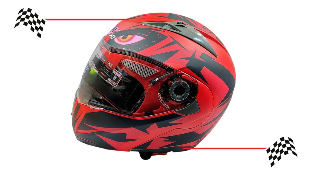 Casco Abatible Iron Racing Ir105 Dot Ojo Negro Mate