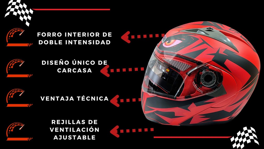 Casco Abatible Iron Racing Ir105 Dot Ojo Negro Mate
