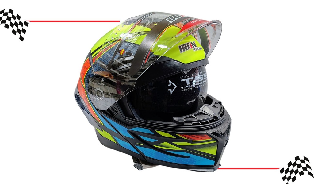 Casco Abatible Iron Racing Tretech Doble Mica Cert Dot