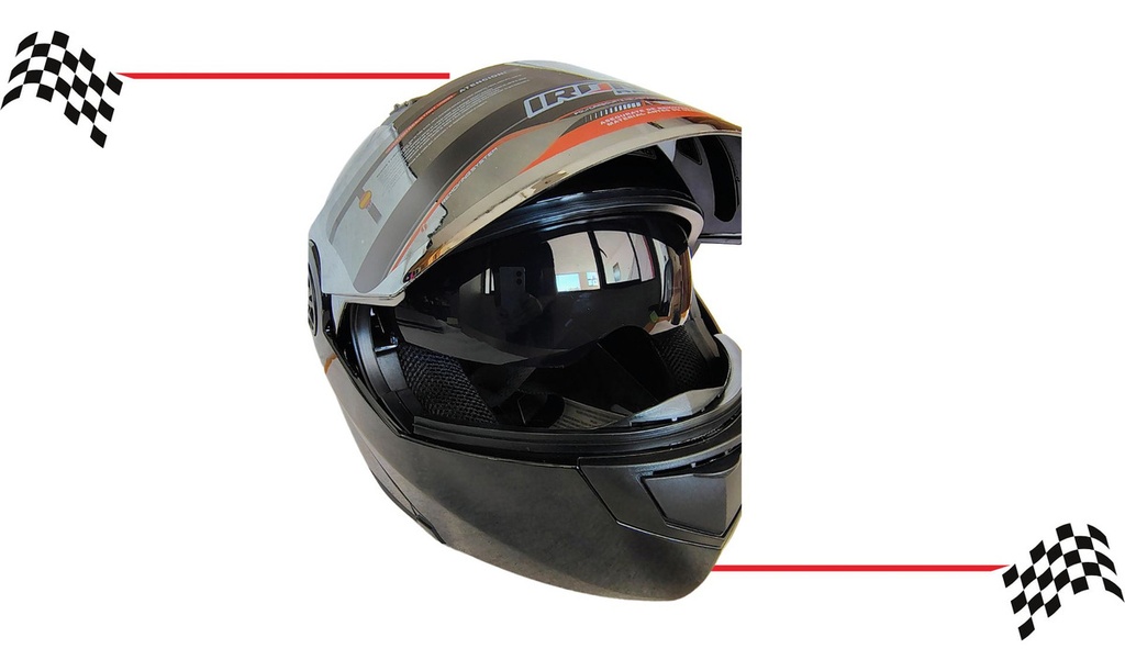 Casco Abatible Doble Mica Captain Ngo/brillo