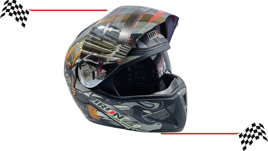 Casco Abatible Iron Racing Ir-105 Doble Mica Dot Immortal
