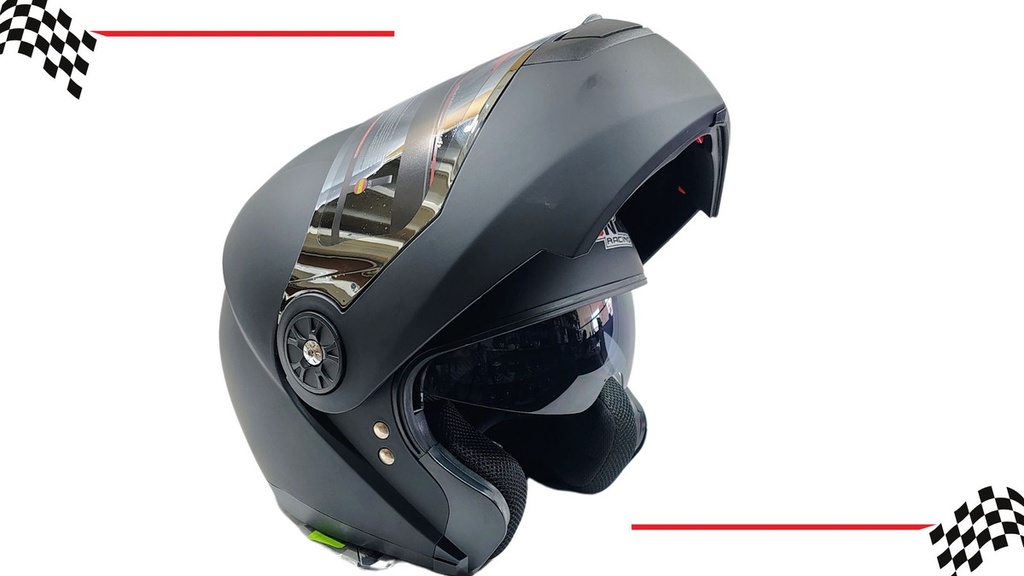 Casco Abatible Iron Racing Doble Mica Captain Negro/mate Dot