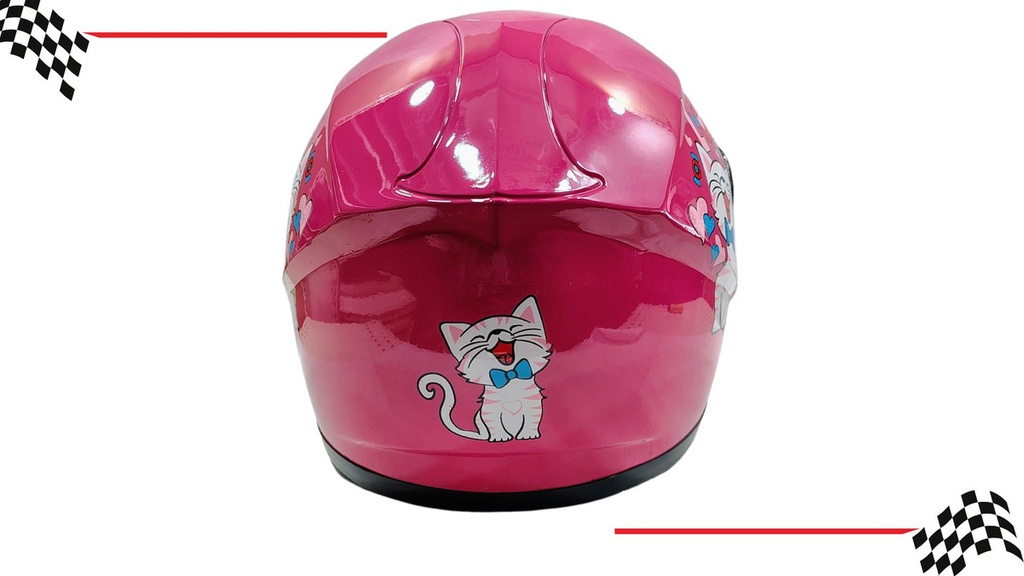 Casco Cerrado Rosa Infantil Gatito Visera Transparente