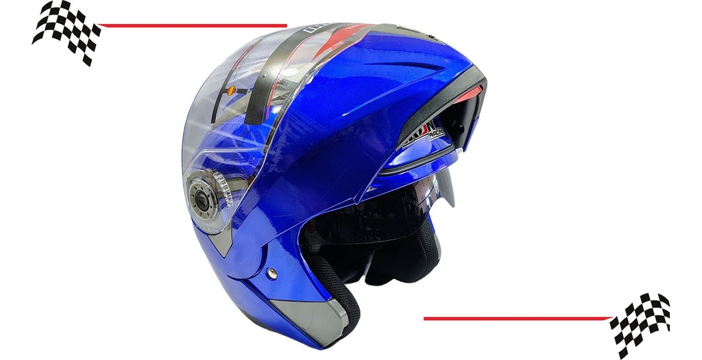 Casco Abatible Iron Racing Doble Mica Dot