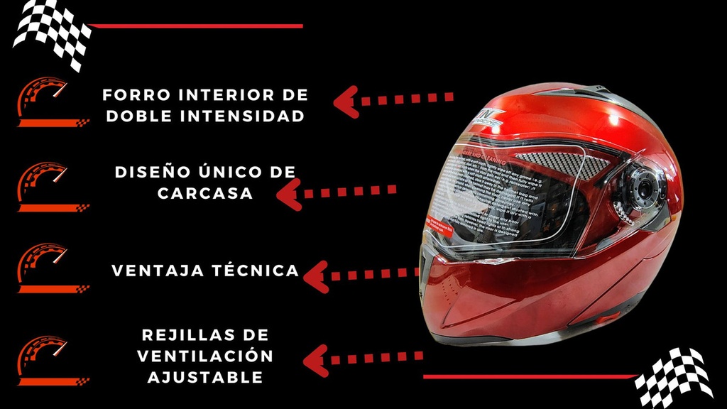 Casco Abatible Iron Racing Doble Mica Dot