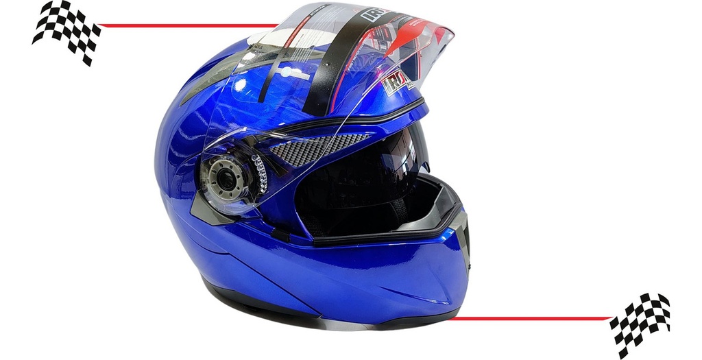 Casco Abatible Iron Racing Doble Mica Dot