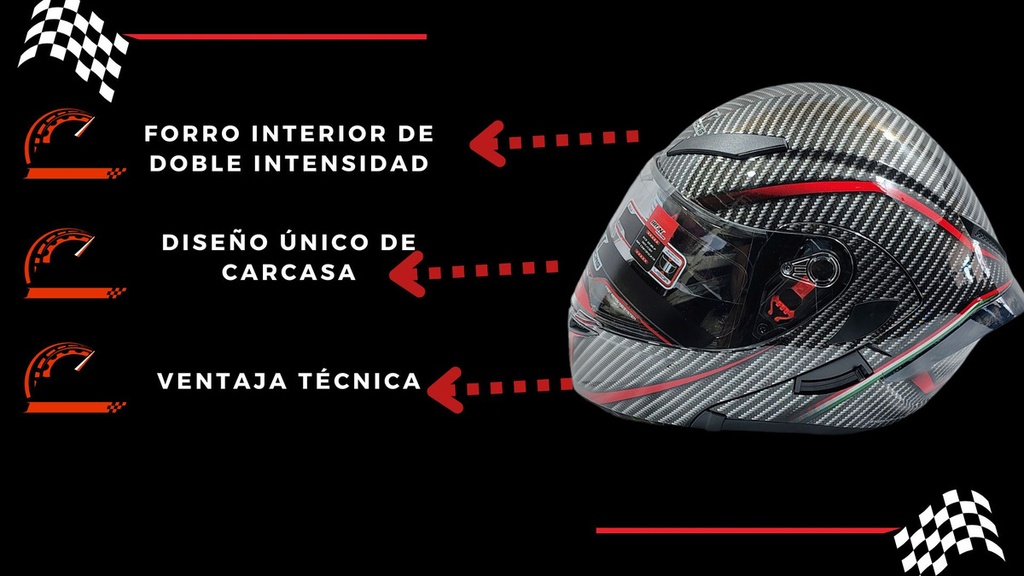 Casco Abatible Mica Doble  Iron Racing Dark Phoenix Dot
