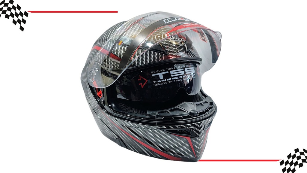 Casco Abatible Mica Doble  Iron Racing Dark Phoenix Dot