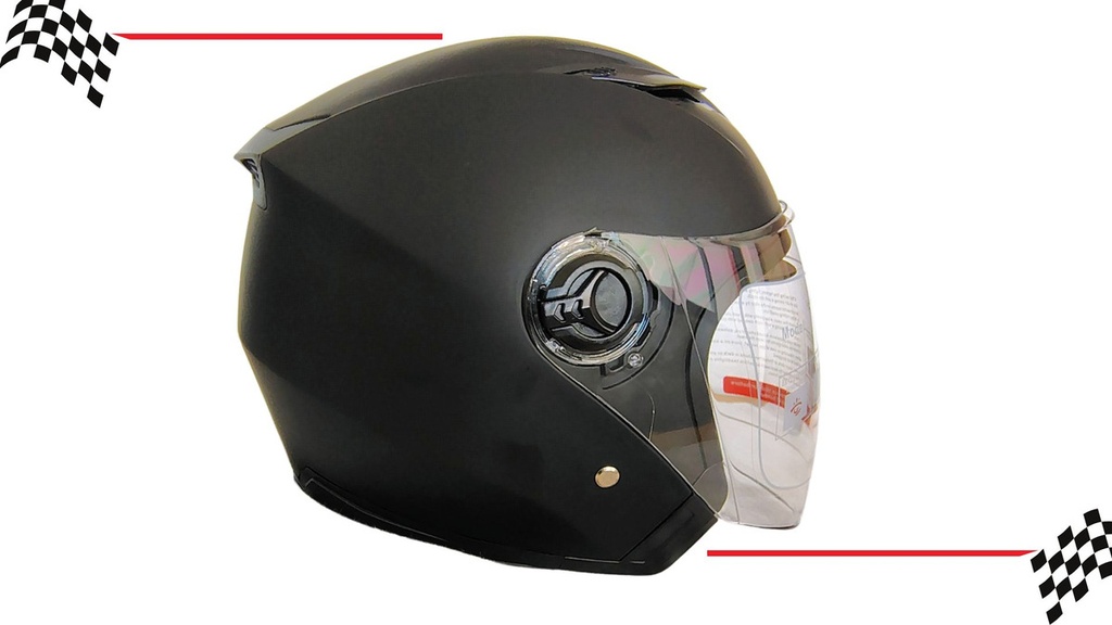 Casco Genérico Abierto Con Doble Visor Negro
