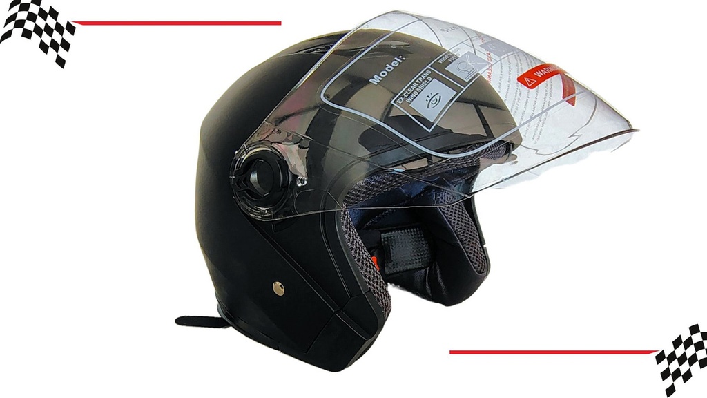 Casco Genérico Abierto Con Doble Visor Negro
