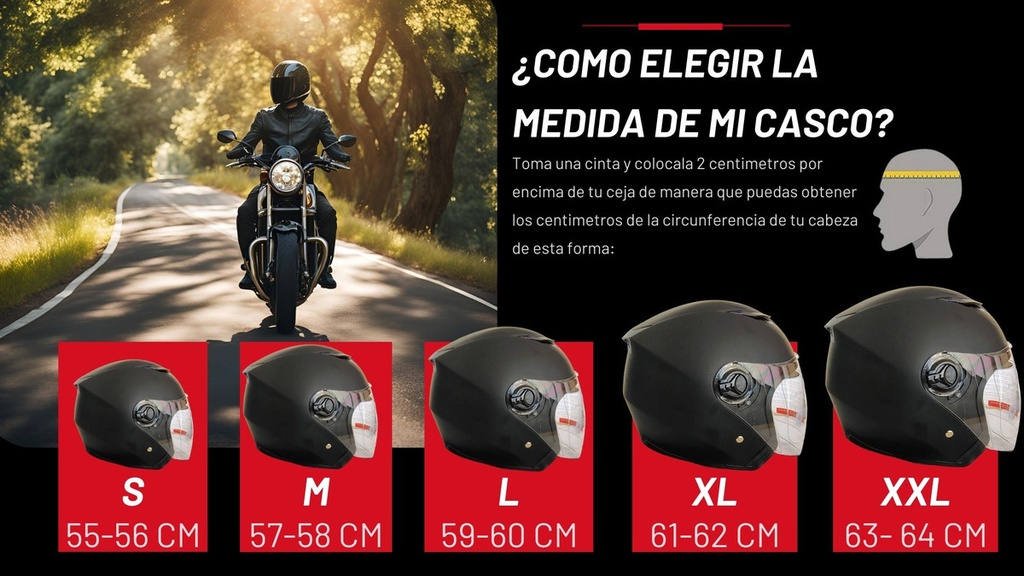 Casco Genérico Abierto Con Doble Visor Negro