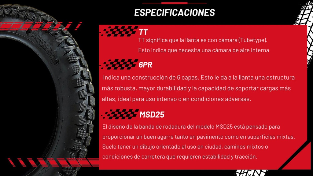 Llanta Moto Doble Propósito Matsuma 3.00-18 8pr 55p Tt Dot