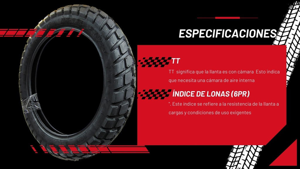Llanta Motoking 3.50-17 6pr T/t 61l 257 Kg