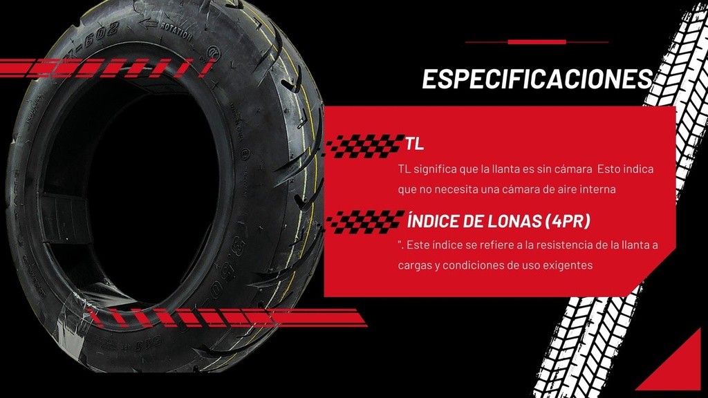Llanta Moto Chaoyang 3.50-10 4pr Tl 51j 195kg