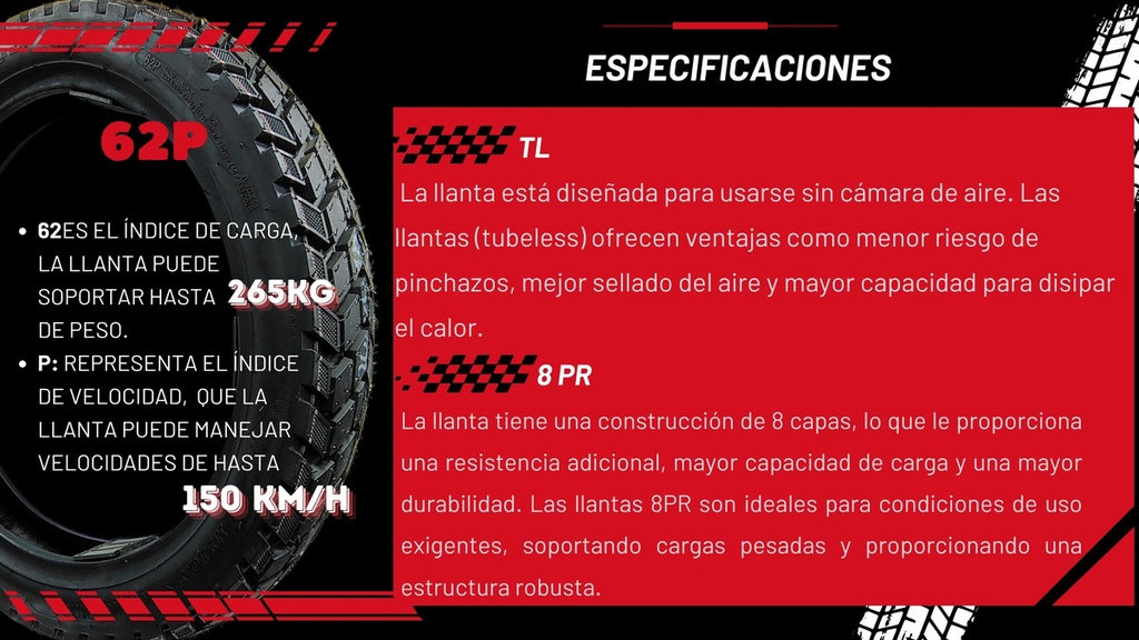 Llanta Moto 100/90-18 Tl 8pr E041  Alta Resistencia