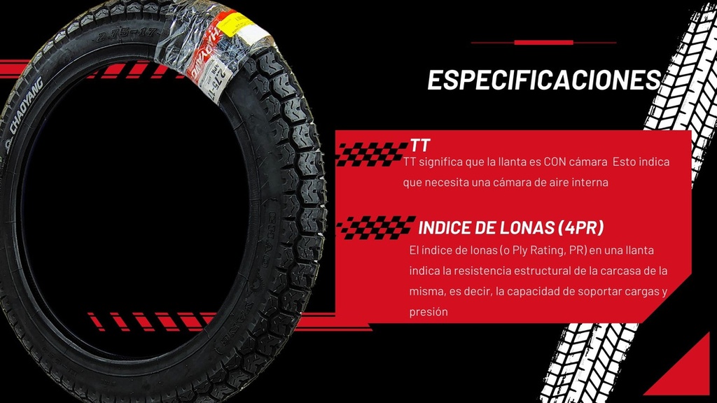 Llanta Moto 2.75-17 Tt H620 Chaoyang 41p 145kg