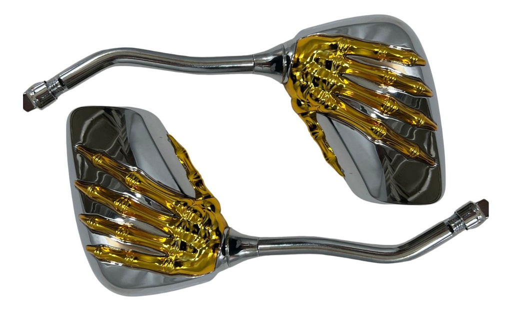 Espejo Moto Retrovisor Cromado Mano Esqueleto