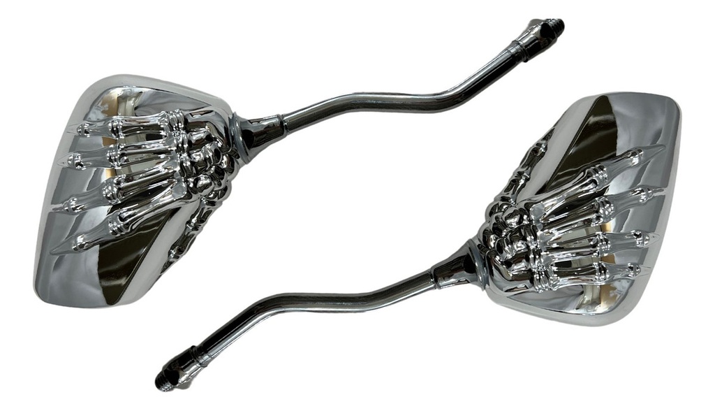 Espejo Moto Retrovisor Cromado Mano Esqueleto