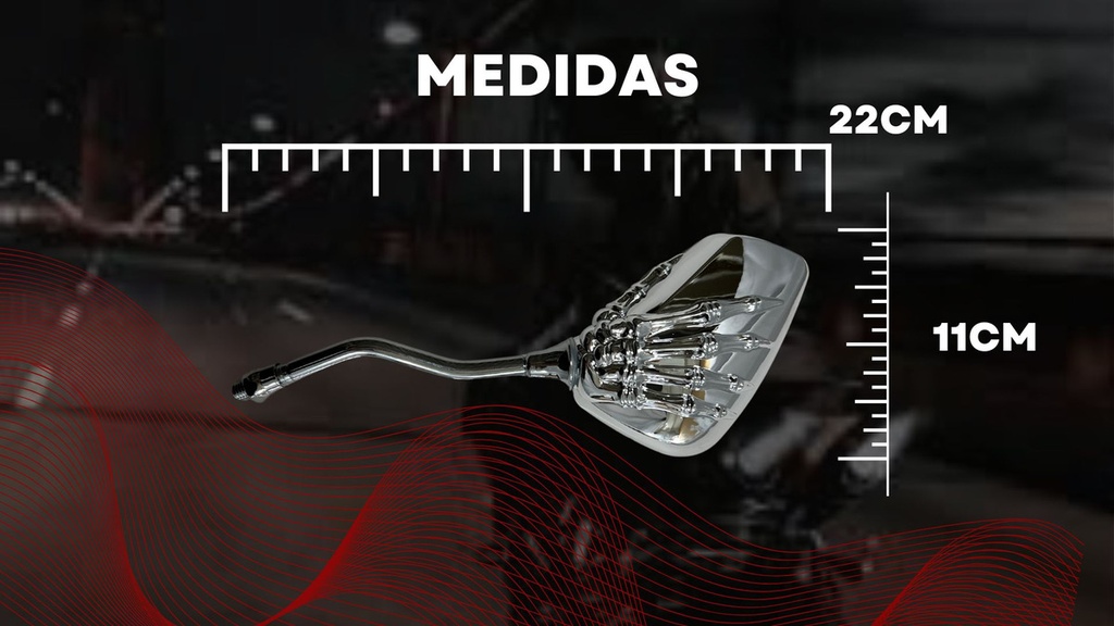 Espejo Moto Retrovisor Cromado Mano Esqueleto