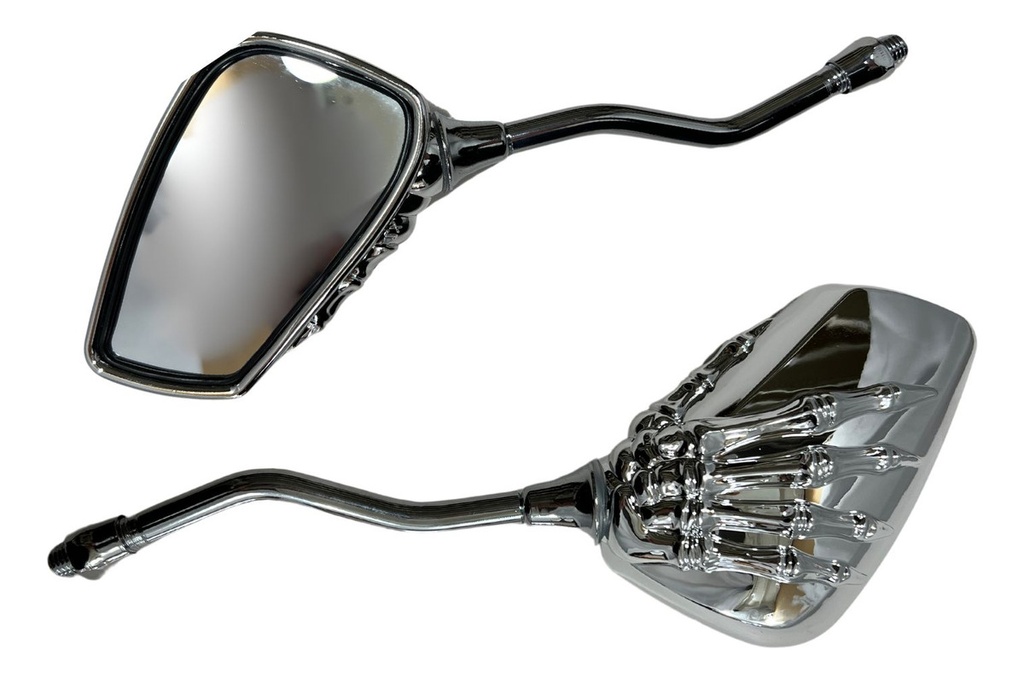 Espejo Moto Retrovisor Cromado Mano Esqueleto