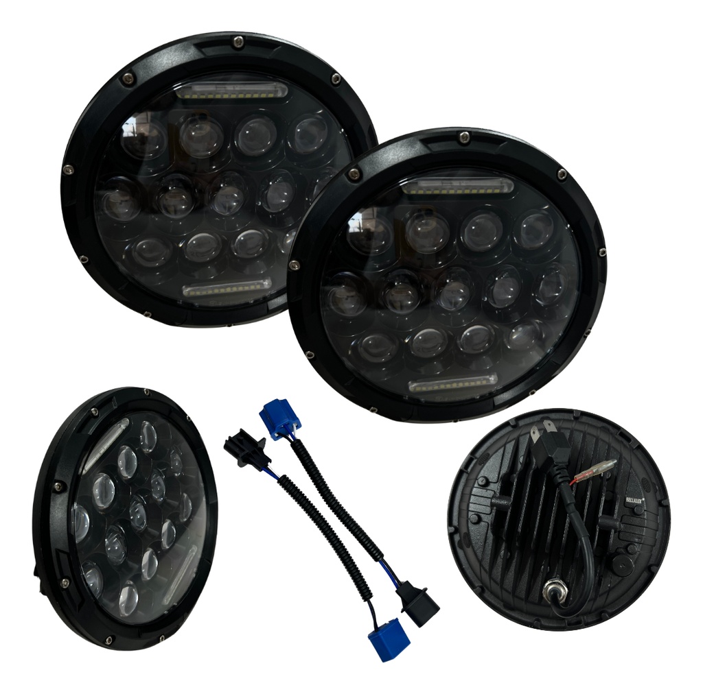 Par Faro Delantero 7  Redondo Led Ojo Angel Lupa 6500*2