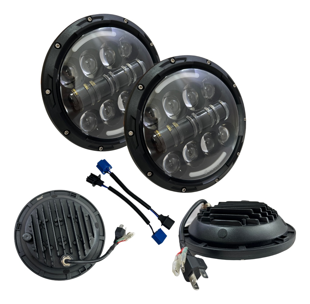 Par Faro Delantero 7  Redondo Led Ojo Angel Lupa 6500*2