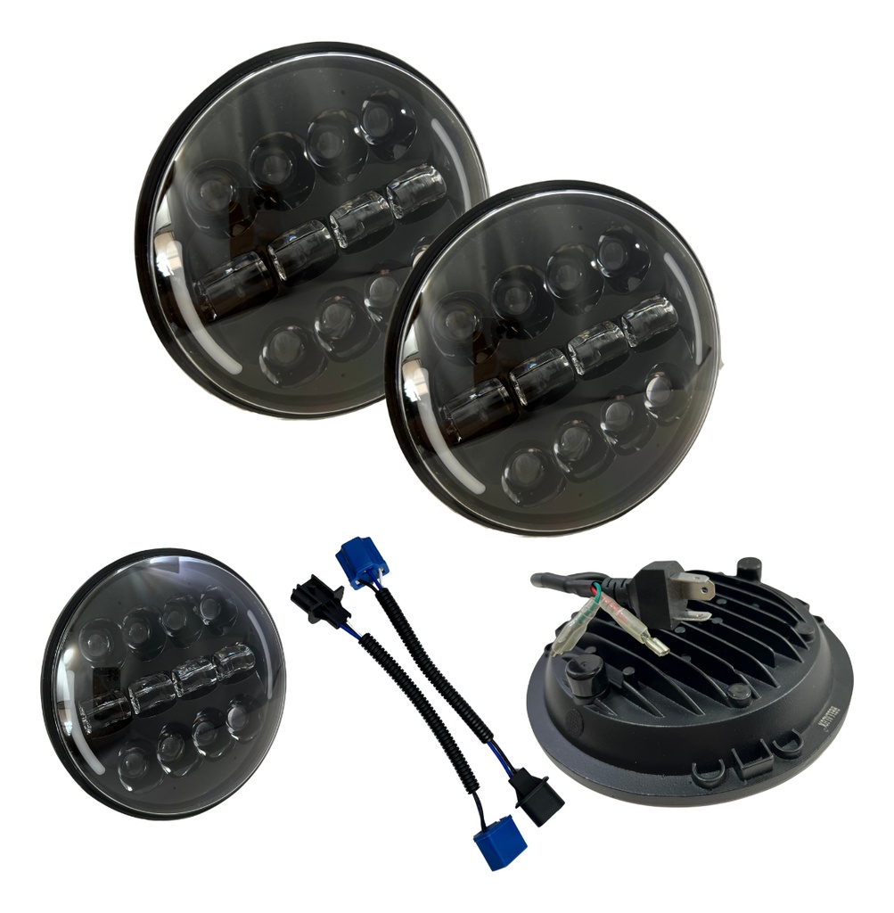 Par Faro Delantero 7  Redondo Led Ojo Angel Lupa 6500*2