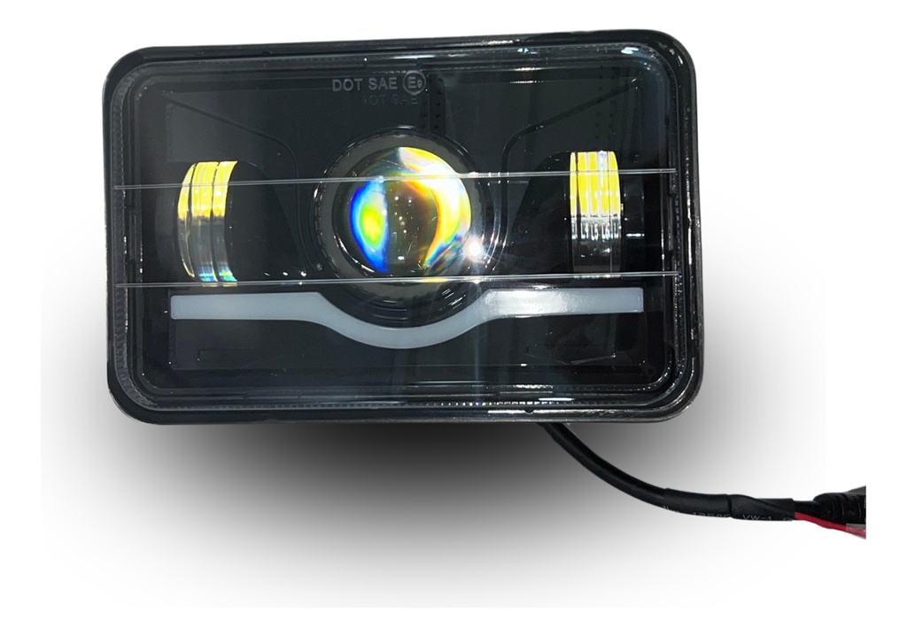 Faro Led Rectangular 5  Luz Blanca/roja 4 Cables Universal