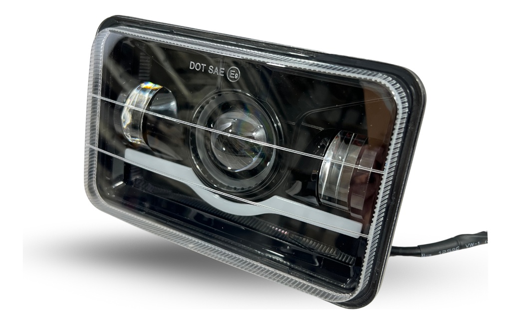 Faro Led Rectangular 5  Luz Blanca/roja 4 Cables Universal