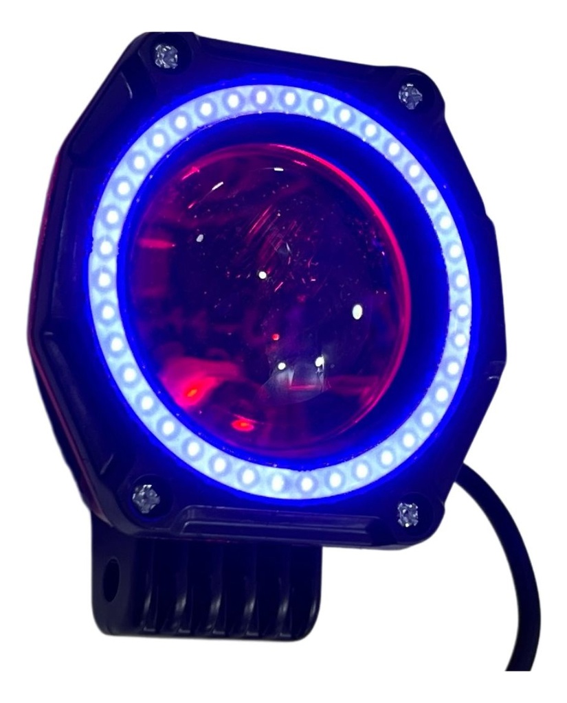 Faro Moto Hyper-led Con Ojo Angel Azul Ir-a03 12-80v 20w