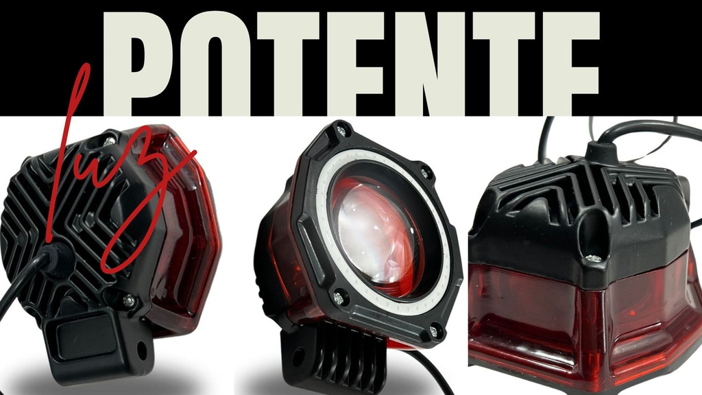 Faro Moto Hyper-led Con Ojo Angel Azul Ir-a03 12-80v 20w