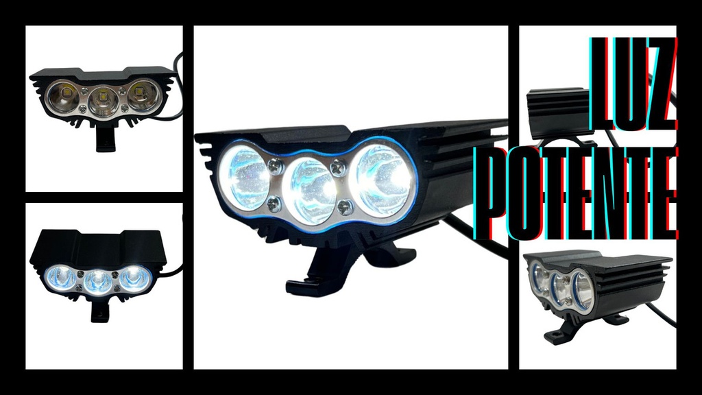 Faro Moto 3 Led Dc 10-95v 30w Estrobo Negro