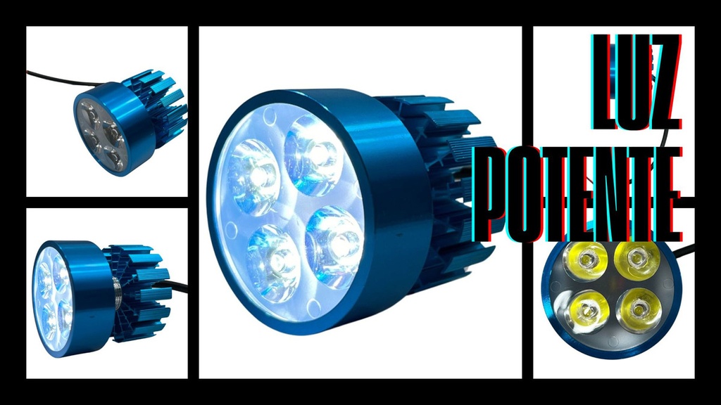 1 Pieza De Faro Led Para Moto Universal Carcasa Azul 20w