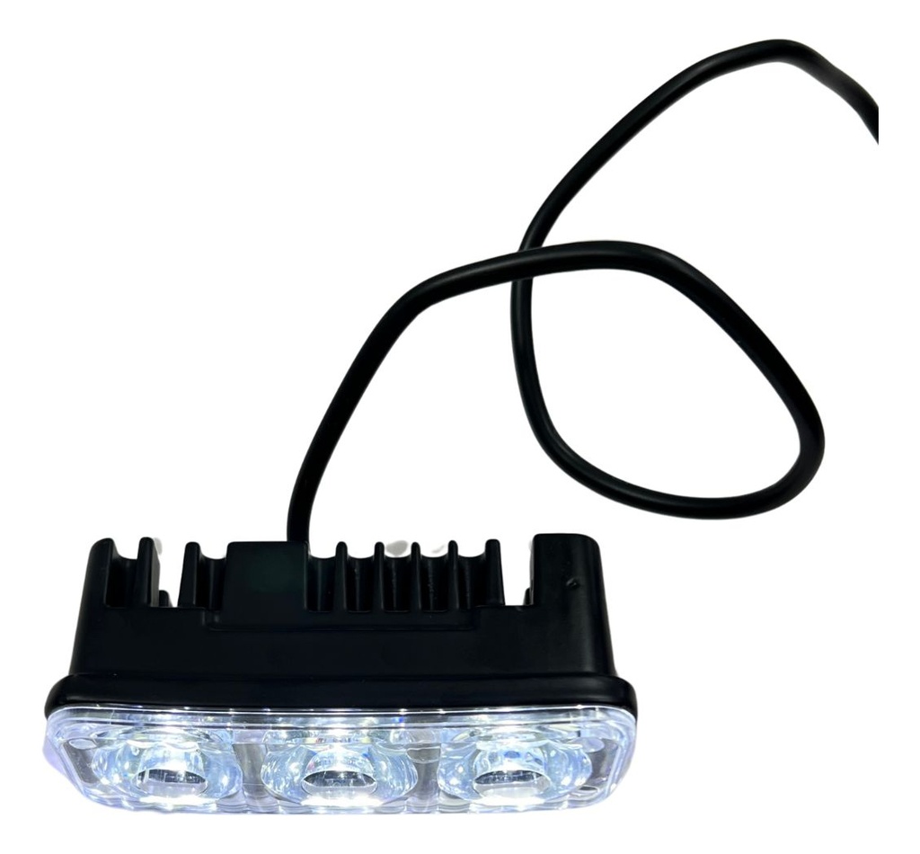 Faro Led Auxiliar Moto Con 3 Leds (9w) Luz Blanca