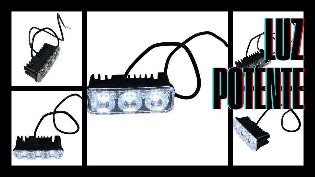 Faro Led Auxiliar Moto Con 3 Leds (9w) Luz Blanca