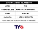 Salpicadera Ford Escape 2008 2009 2010 2011 2012 Tyi