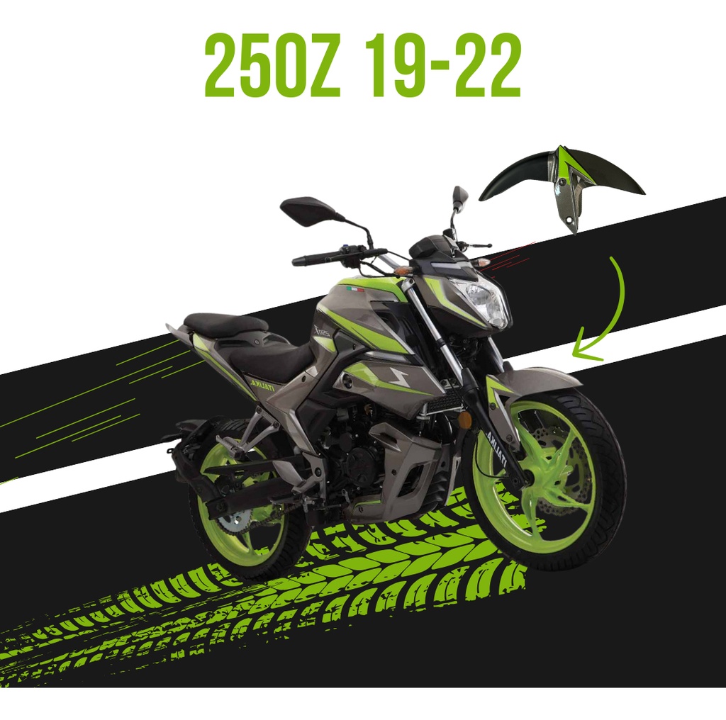 Salpicadera Delantera Negra Con Verde Italika 250z 2019-2022