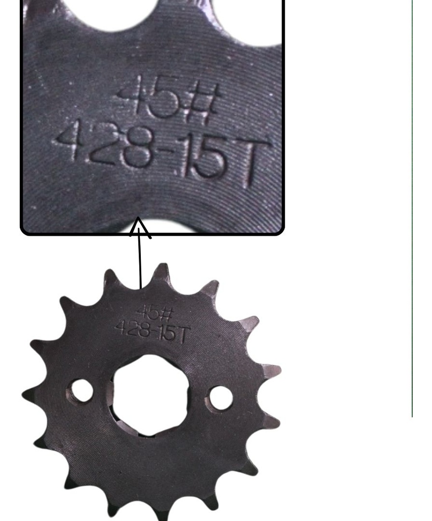 Engrane Traccion Delantero Acero 15t P/ Italika Dt200, Ft180