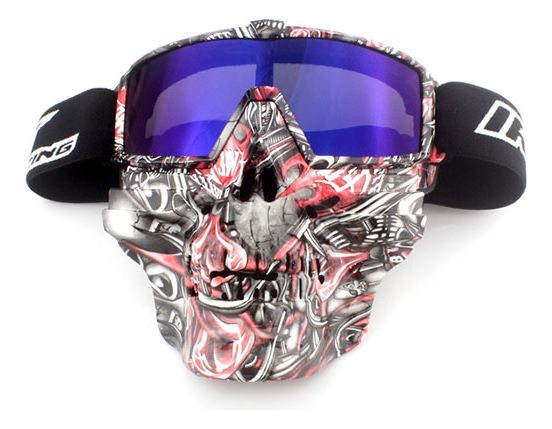 Goggles Para Moto  Máscara Calavera   Con Diseño Negro/rojo