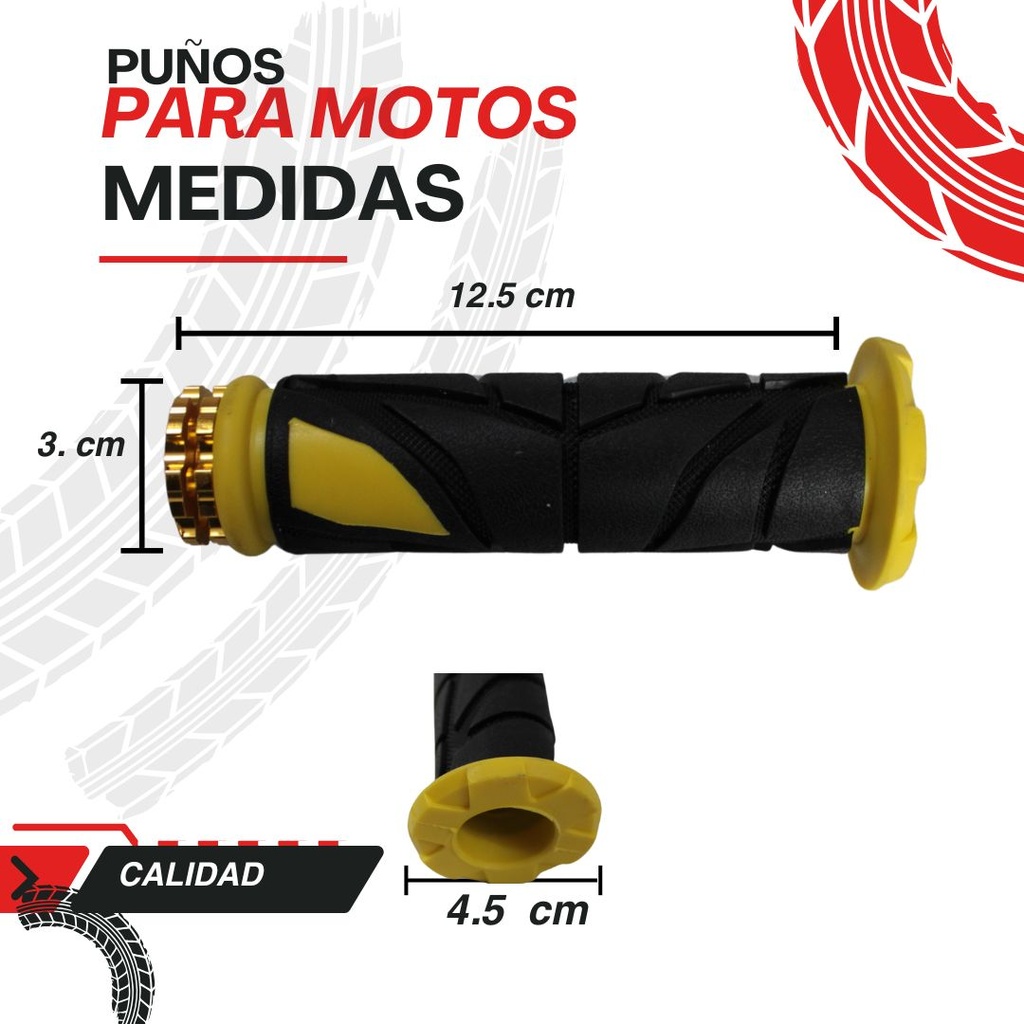 JUEGO DE PUÑOS PARA MOTO UNIVERSAL GOMA SUAVE  AMARILLO