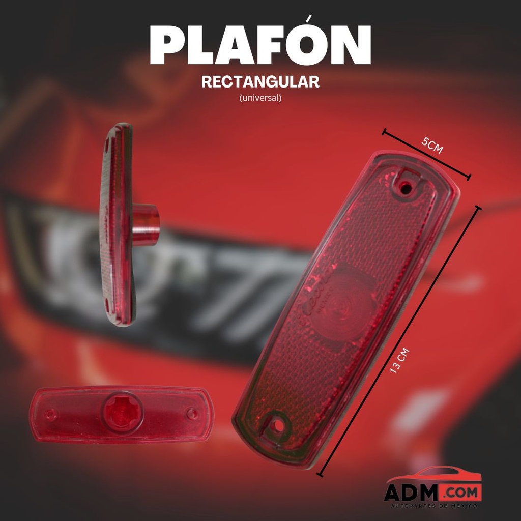 Plafon Rectangular Reflector Rojo Con Soquet