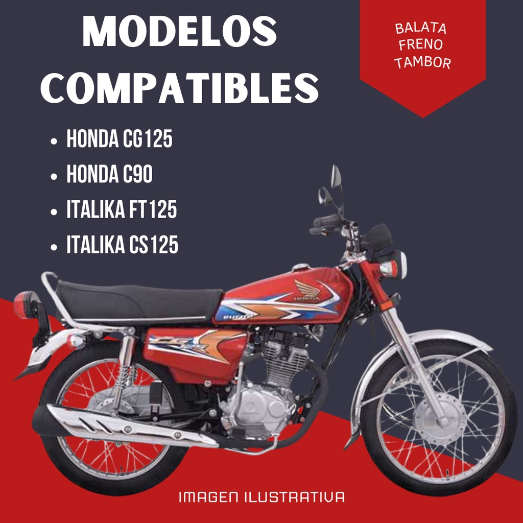 Balata Freno Tambor Italika Cg125,c90,ft125,cs125 Jgo