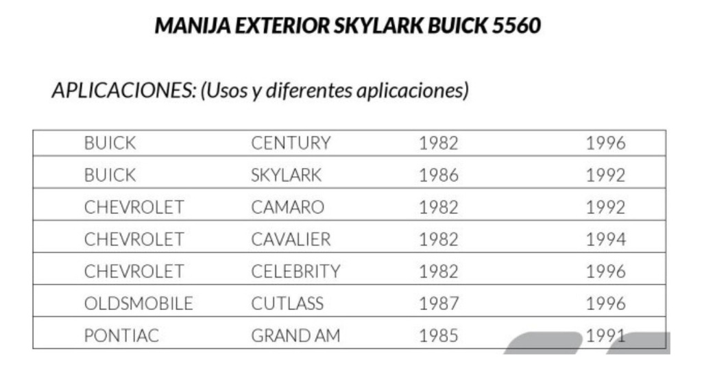 Manija Exterior Chevrolet Camaro 1982-1992 Hu Negra