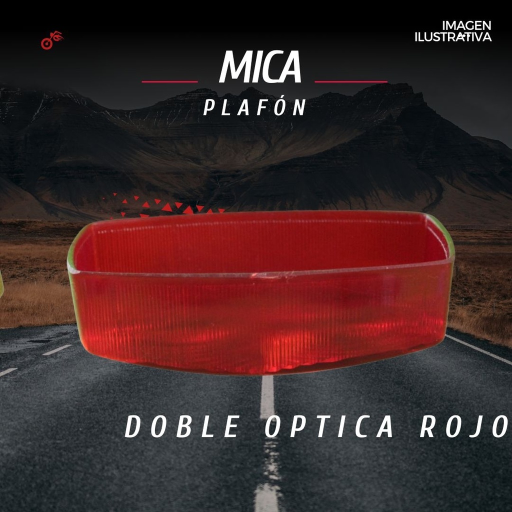 Mica Plafón Doble Óptica Universal Ambar/rojo