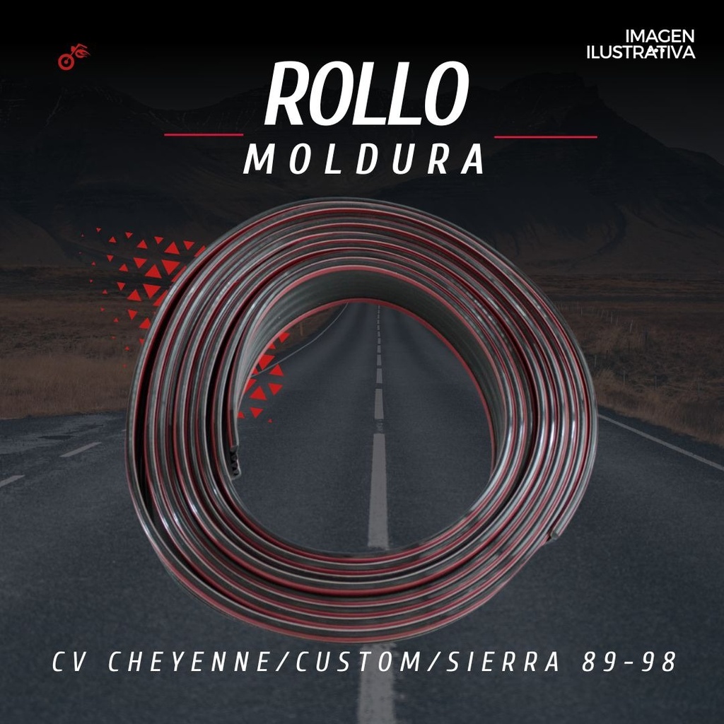 Rollo Moldura Cv Cheyenne/ Custom/ Sierra 89-98 Rojo 8mts