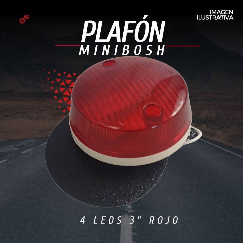 Plafón Minibosh 4 Leds 3  Rojo