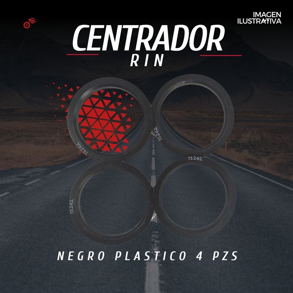 Centrador Rin Negro Plastico (73.2 X 62) 4 Pzs