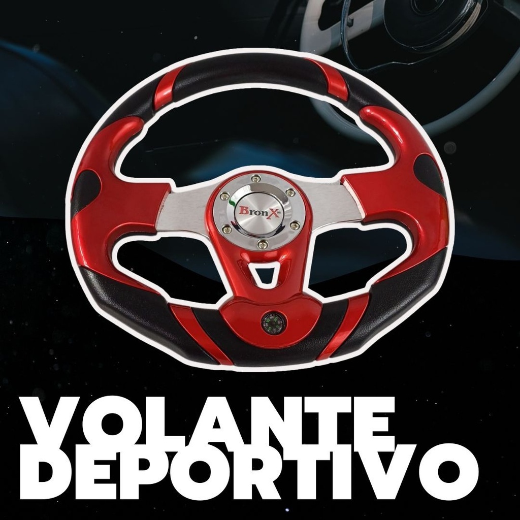 Volante Deportivo Negro/rojo Bronx Con Brujula
