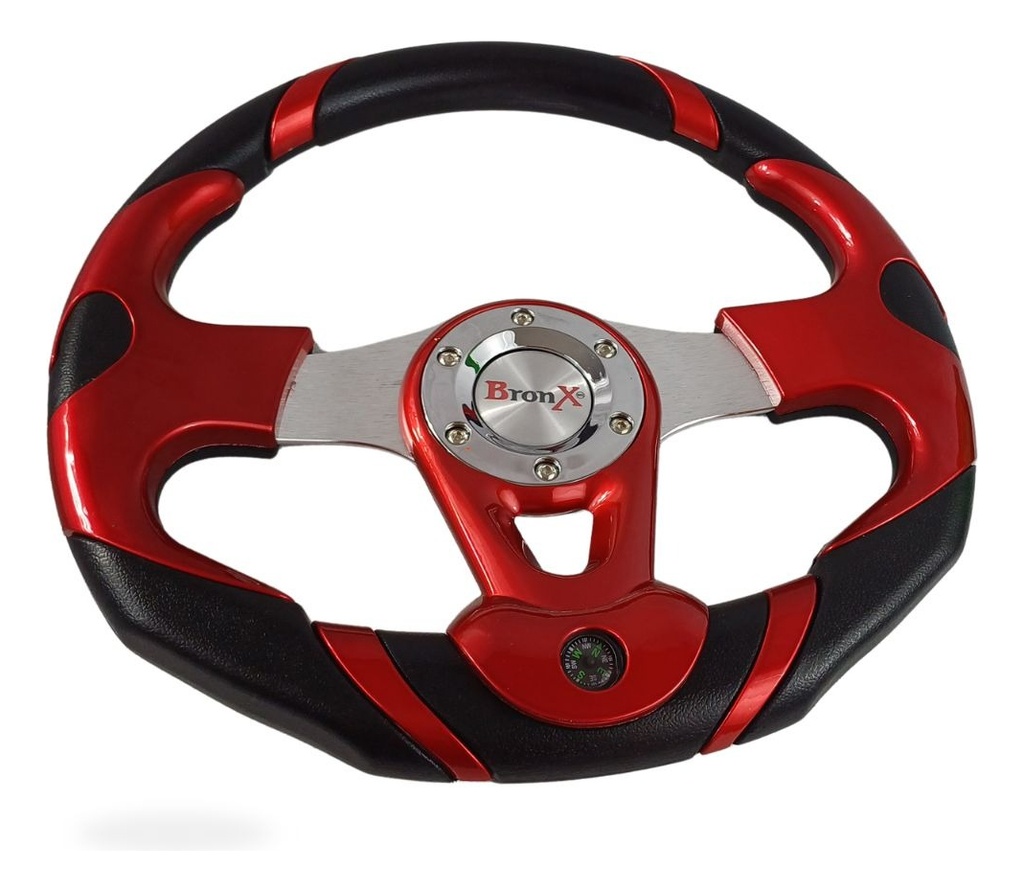 Volante Deportivo Negro/rojo Bronx Con Brujula