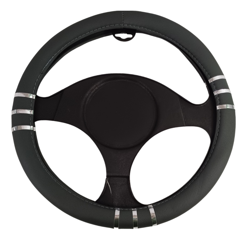 Cubre Volante Funda Protector Vinil Gris/cromo 38 Cm Univer